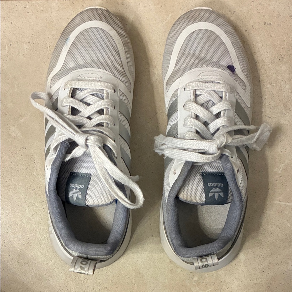 Adidas kids White and Silver Sneakers